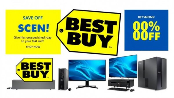Eye-catching Best Buy Black Friday deals ad with electronics and logo.