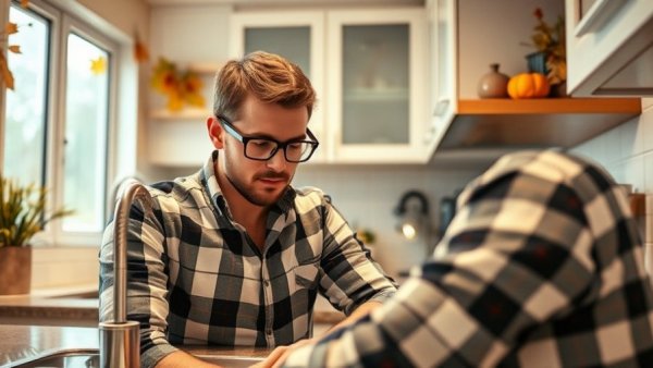 Plumber preparing kitchen sink for Brown Friday plumbing preparation.