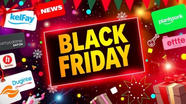 Black Friday 2025 sales promo with retailer logos.