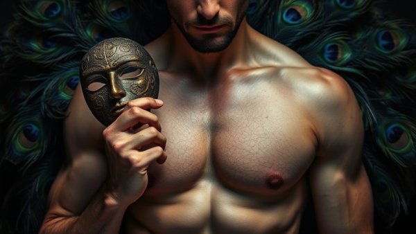Dark erotic Mafia romance book cover with muscular man holding a mask.