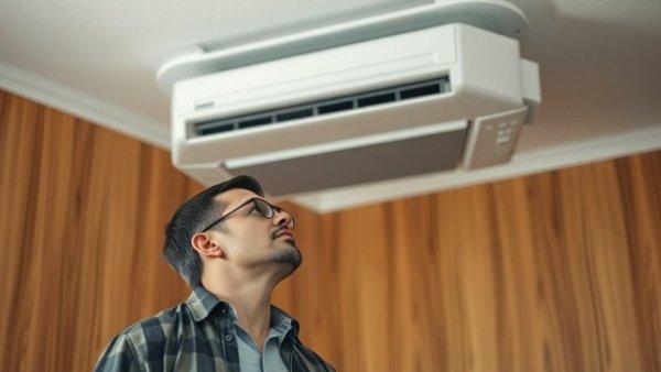 Mr Cool Mini Split system in wooden paneled room, curious observer.