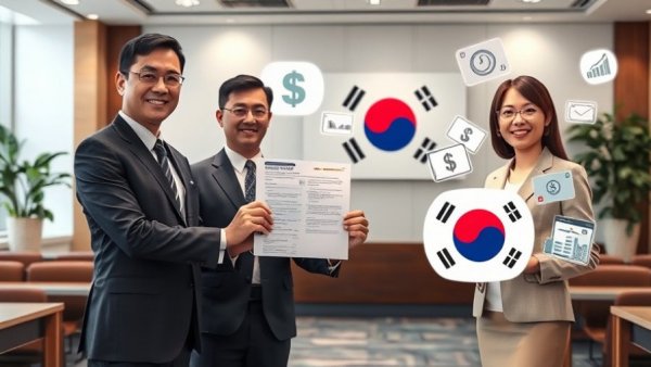 Professionals in a venture capital agreement with Korean theme.