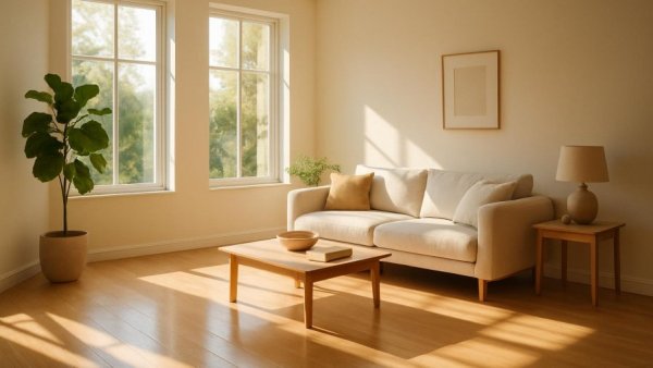 Bright room with large windows highlighting window replacement cost elements.