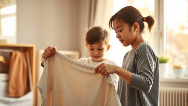 Mother and child folding laundry in sunlit Houston home, Dual-Fuel Heat Pumps Houston