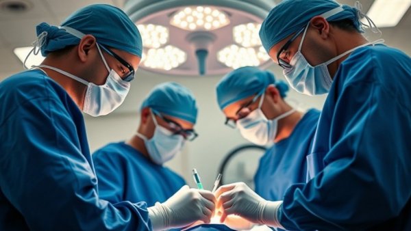 Surgical team in action in healthcare setting