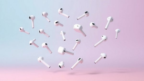 Attractive Cyber Monday AirPods deals display with pastel backgrounds.