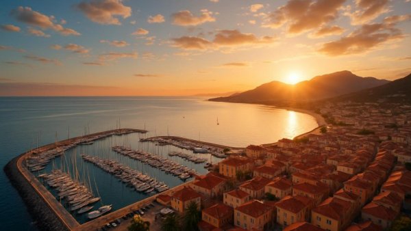 Cabo San Lucas marina at sunset, December weather