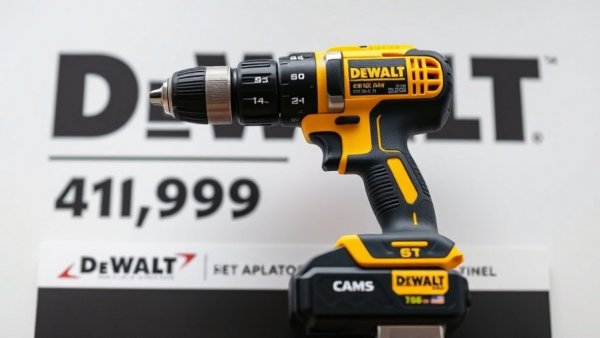 DeWalt cordless drill sale displayed on promotional sign with pricing.