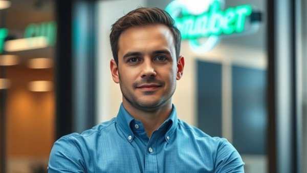 Confident professional man in office for business growth capital.