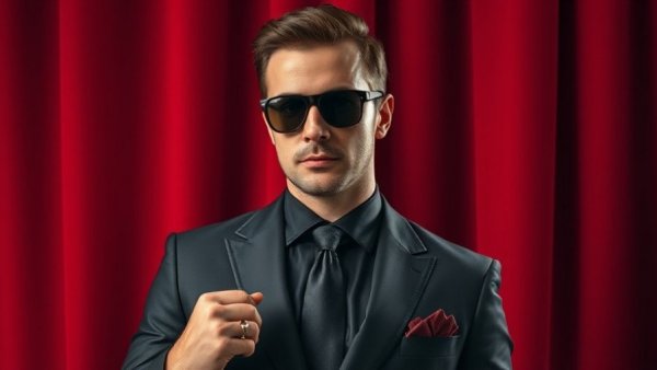Sophisticated man in a suit poses against a red backdrop, design leadership in tech.