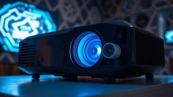 Futuristic Horizon 20 Max home projector in high-tech setting.