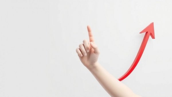 Business growth concept with hand and arrow for AI startup success.