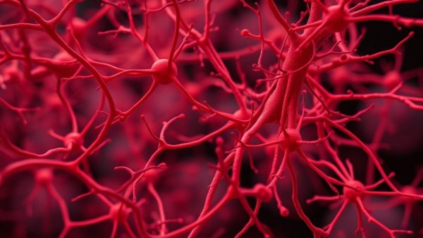 Non-invasive brain imaging technology visualizing intricate red neurons.