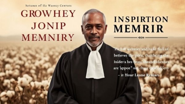 Historical fiction memoir cover, judge's journey from cotton field.