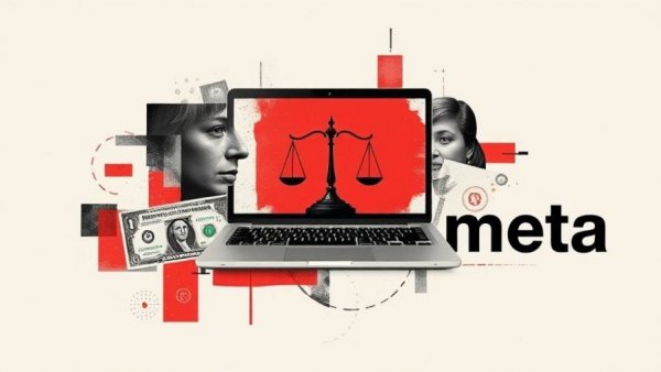 Creative graphic collage with 'scale', dollar bill, and 'meta' text, abstract design.