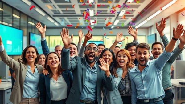 Excited professionals celebrate Lightspeed Venture Partners milestone.