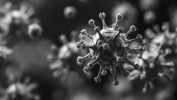 3D rendering of nanoparticles illustrating ultrasound combined with nanoparticles in cancer treatment.