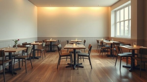 Minimalist design of Dalla restaurant Hackney with neatly arranged tables.