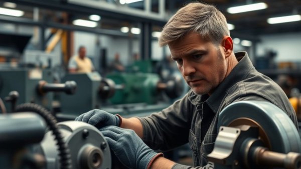 Skilled machinist working in an industrial workshop, demonstrating machinist job requirements.