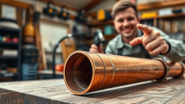 Copper pipe with blowtorch in workshop, related to Houston air conditioning services.