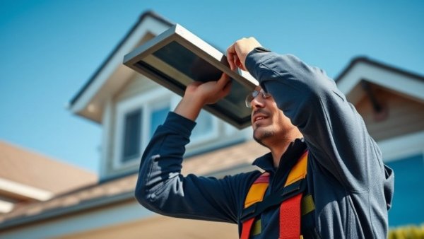 Roof worker adjusting vent on shingle roof, illustrating shingle replacement importance.