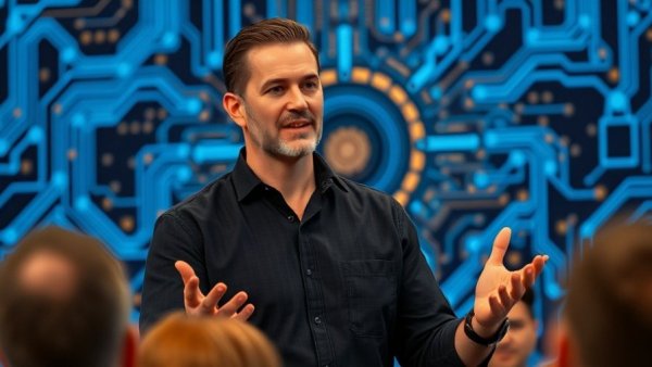 ARC-AGI Benchmark AI Intelligence presentation with confident speaker.