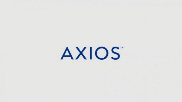 Modern AXIOS logo on light gray background, minimalistic design.