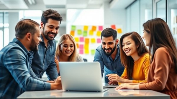 Office team discussing short form video content for business marketing.