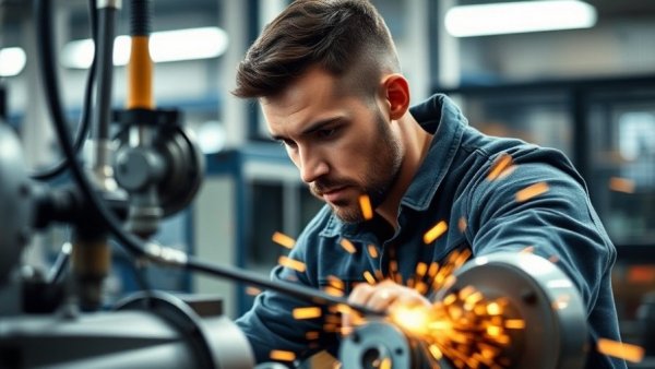 Machinist operating machinery in a modern factory, highlighting recruiting skilled machinists.