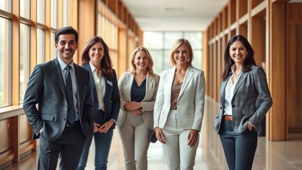 Hong Kong cost of living impact on talent attraction: Professionals in hallway.