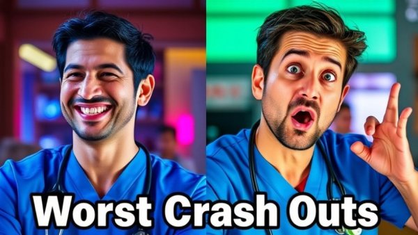 Collage of a smiling and surprised man with text 'Worst Crash Outs'.