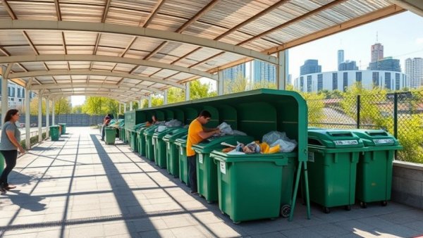 Recycling Carters Houston: People sorting waste at outdoor center.