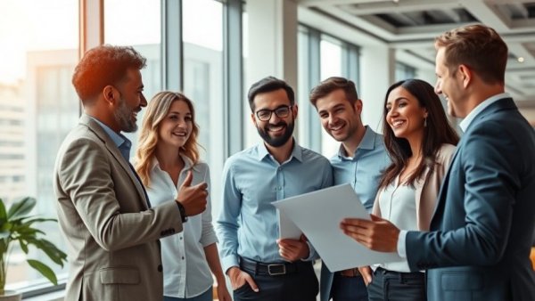 Business team discussing strategies for how to increase online visibility.