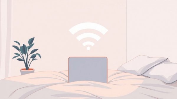 Illustration of faster internet connections with Wi-Fi signal on a bed.
