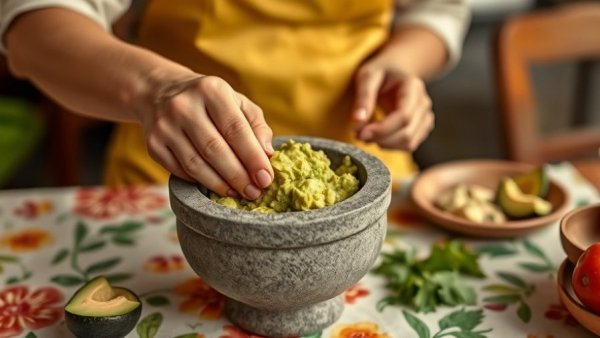Participant preparing guacamole at Cabo cooking class