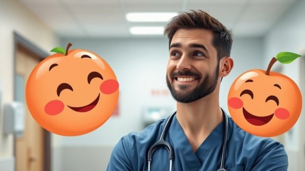 Doctor misconceptions humor, man in scrubs with playful expression.