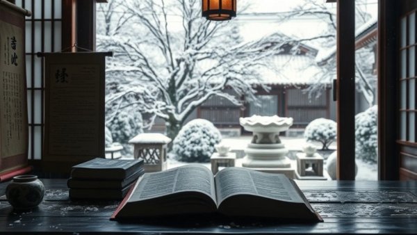 Traditional Japanese scene with literature elements, January in Japan literature.