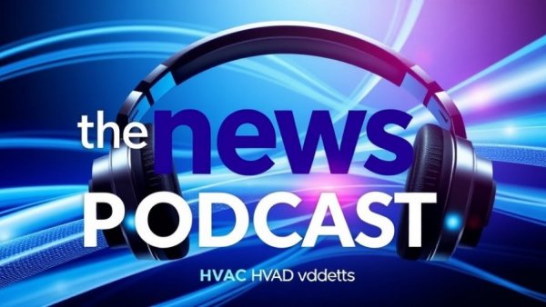 Modern podcast artwork with headphones and HVAC text.