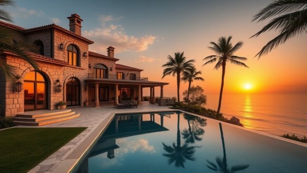 Luxurious oceanfront villa with infinity pool at sunset in Cabo San Lucas 2026