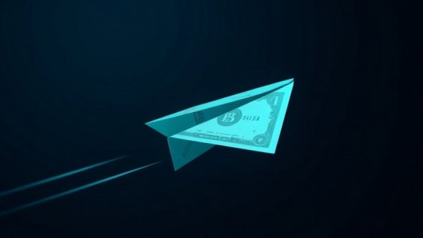 Stylized dollar bill paper airplane representing stablecoin startup funding.