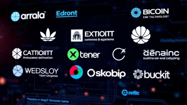 Futuristic crypto venture funding graphic with company logos.