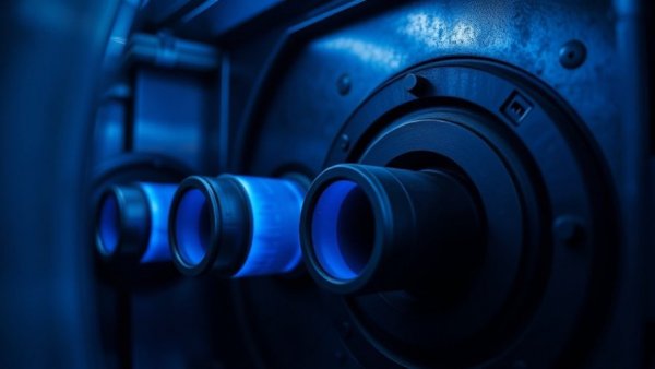 Ultra-low NOx furnace close-up with blue flames.