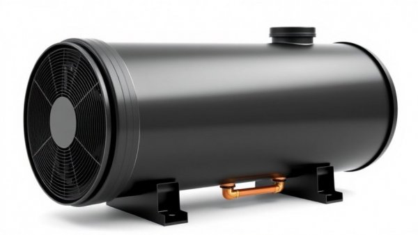 Black HVAC variable-speed scroll compressor on white background.