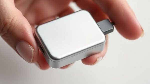 Ultra-slim charger technology in hand, sleek design.