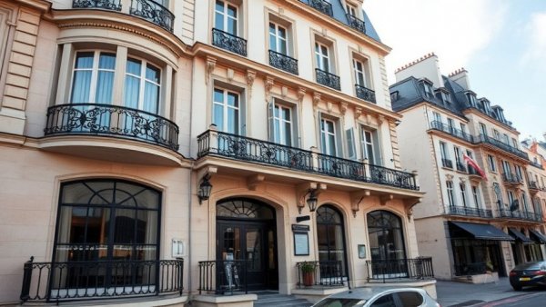 Hotel Massé Pigalle Paris elegant facade with classic design.