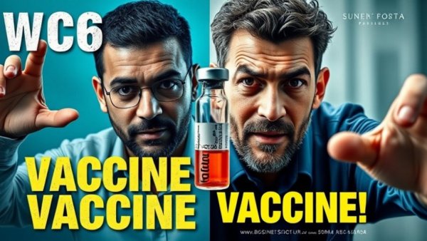 New US Vaccine Schedule update image with two men and vial.