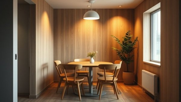 Modern small space living design ideas with minimalist dining area.