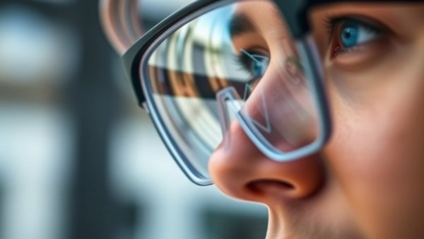 Meta Ray-Ban Display apps in smart glasses reflection, technology focus.