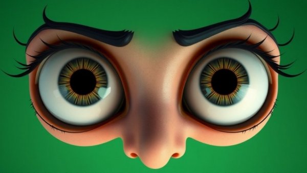 Surreal eyes with pennies as pupils on green background symbolizing investment interest.