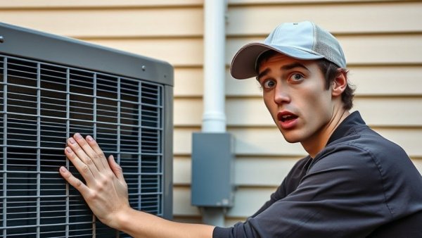 Surprised man discovers HVAC unit, affordable HVAC services Houston.